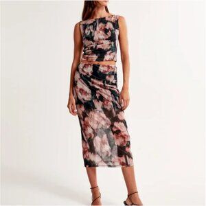 Abercrombie & Fitch Mesh Midi Skirt & Tank Set XL
